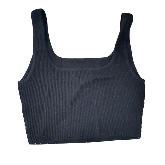 Babaton Sculpt Knit Tank Top Black Ribbed Square Neck Crop Top Size Small - Picture 5 of 5